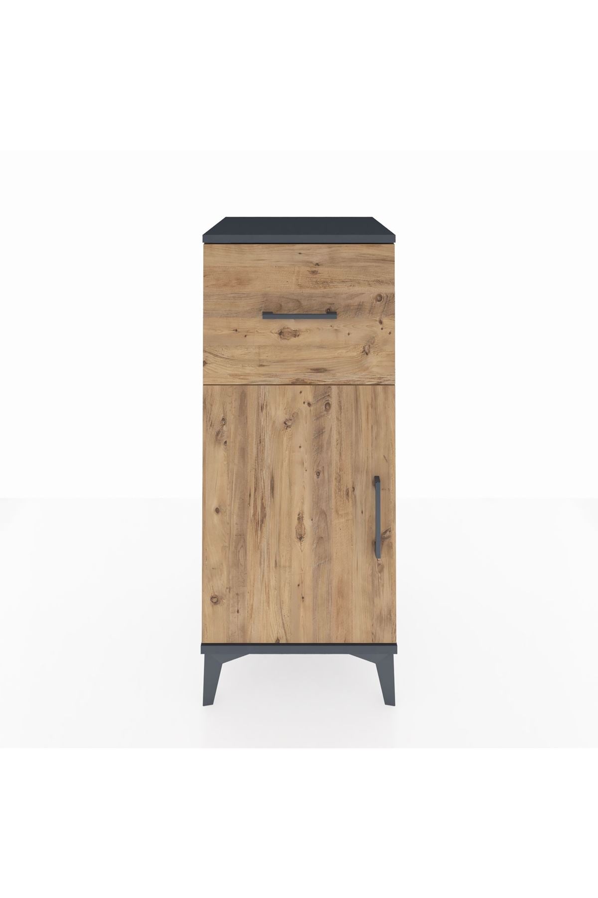 Hyperion Komodin Tek Raflı Tek Çekmeceli Tek Kapaklı 44x44x106 Antrasit-Çam