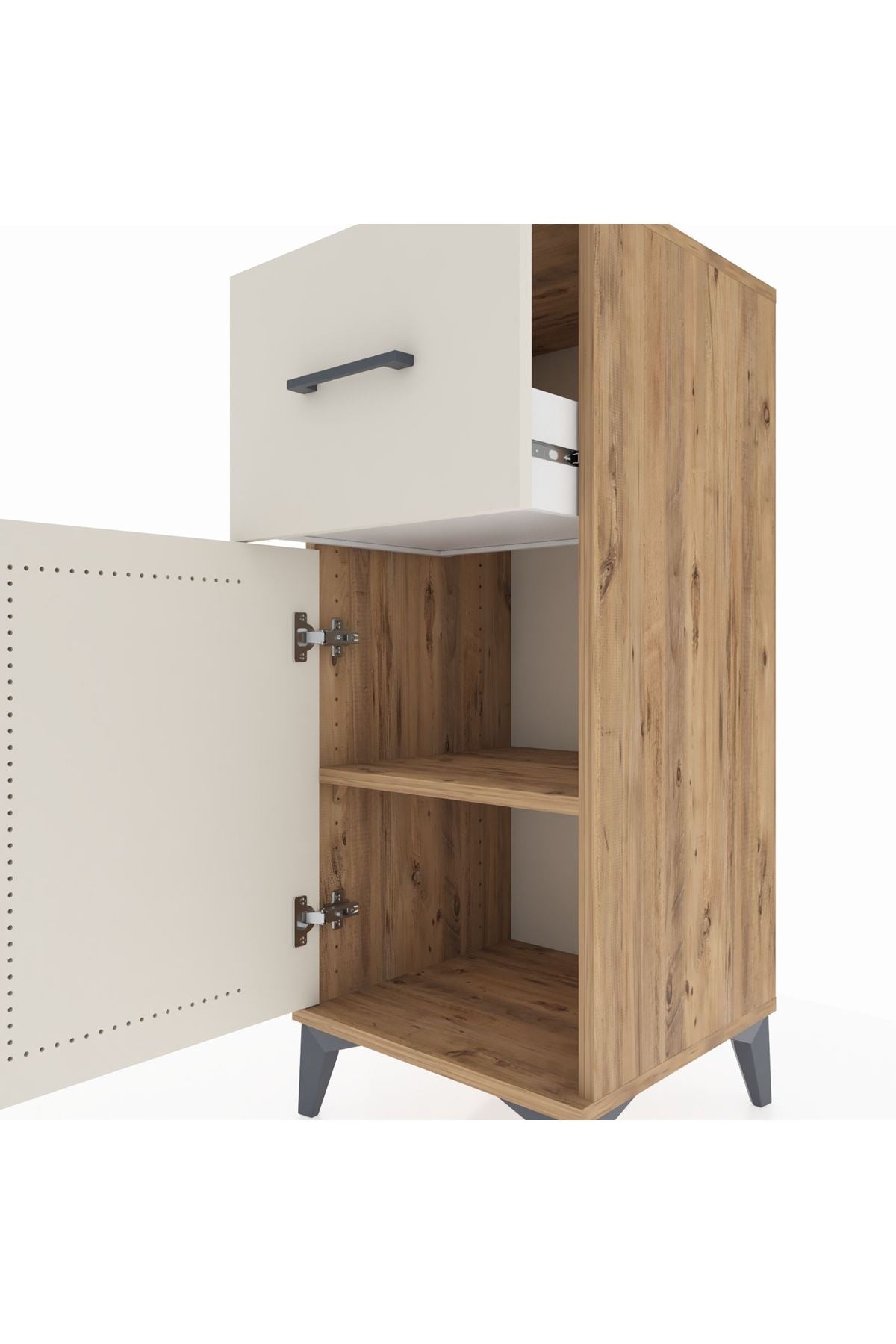 Hyperion Komodin Tek Raflı Tek Çekmeceli Tek Kapaklı 44x44x106 Çam-Aytaşı