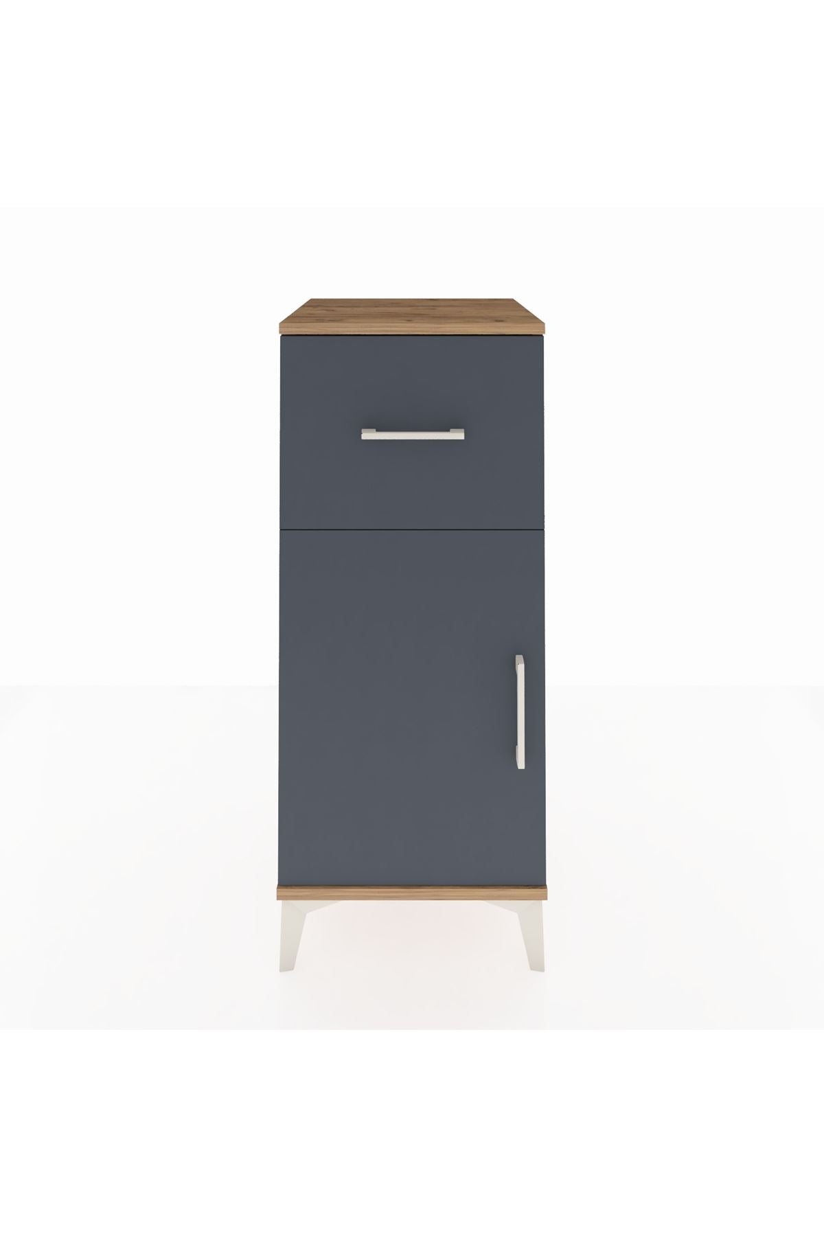 Hyperion Komodin Tek Raflı Tek Çekmeceli Tek Kapaklı 44x44x106 Çam-Antrasit