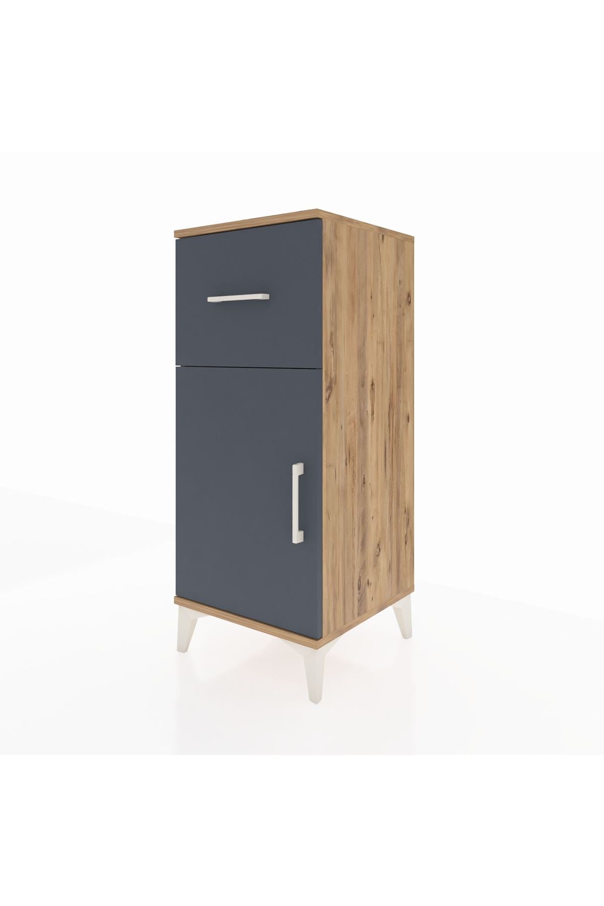 Hyperion Komodin Tek Raflı Tek Çekmeceli Tek Kapaklı 44x44x106 Çam-Antrasit