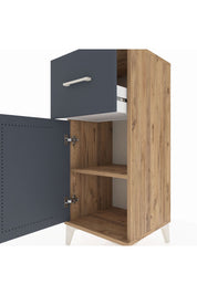 Hyperion Komodin Tek Raflı Tek Çekmeceli Tek Kapaklı 44x44x106 Çam-Antrasit