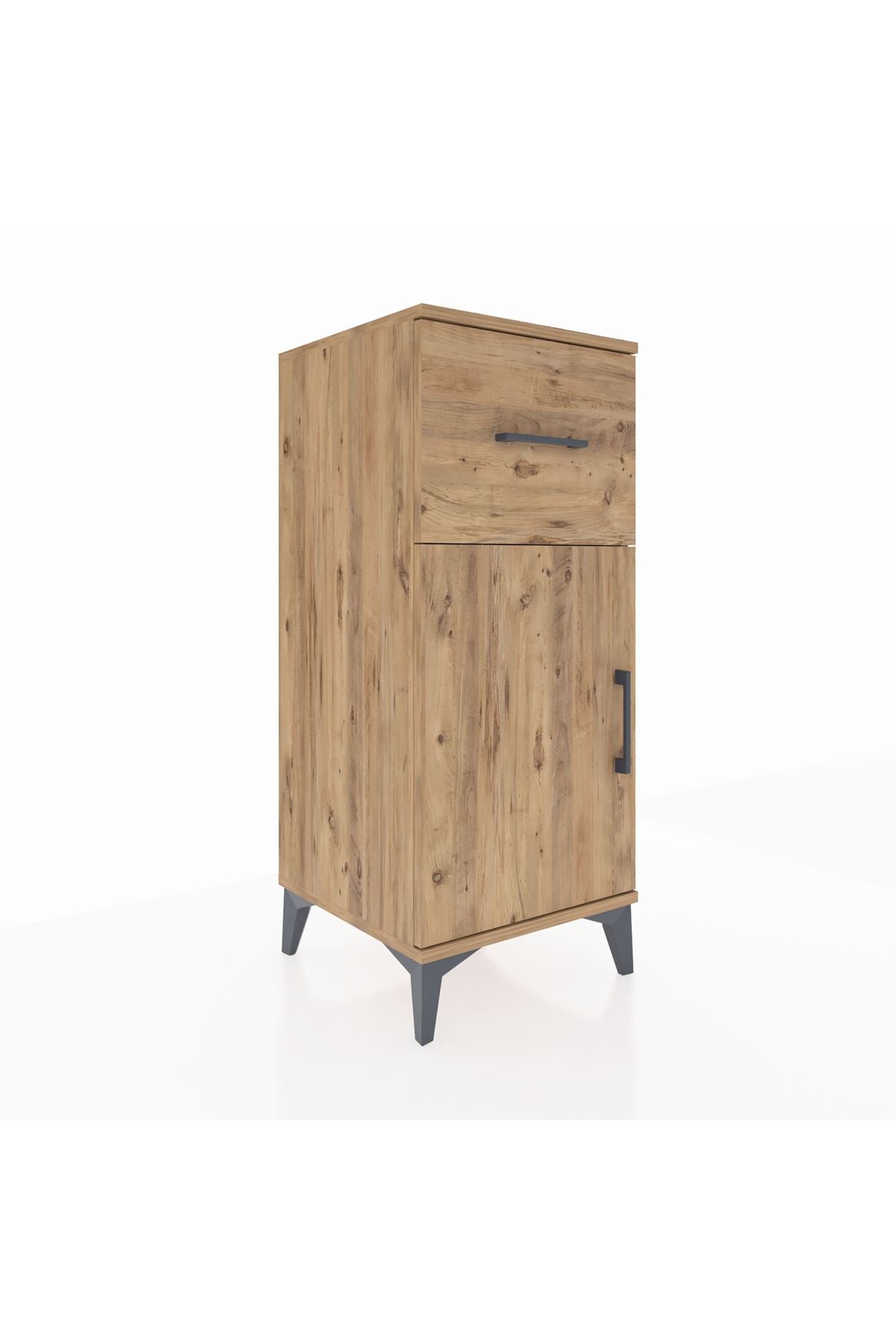 Hyperion Komodin Tek Raflı Tek Çekmeceli Tek Kapaklı 44x44x106 Çam-Çam