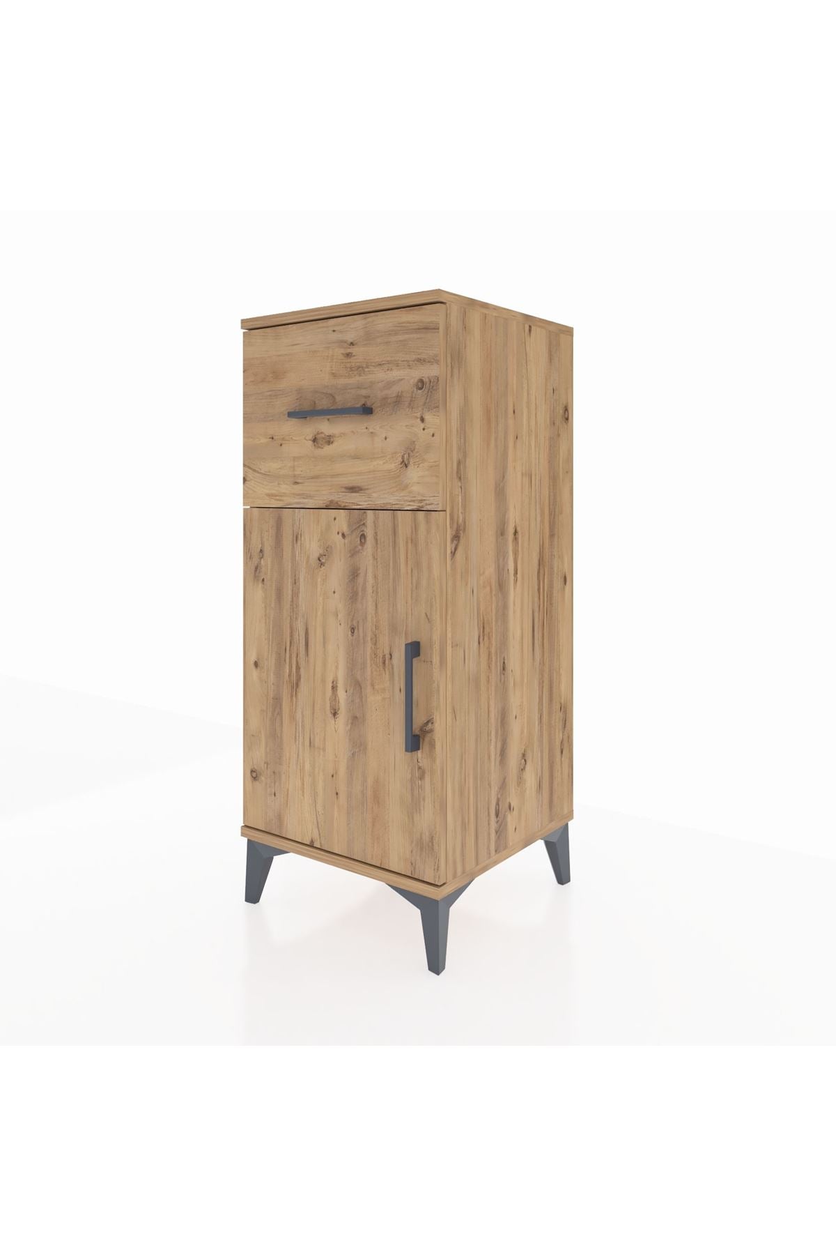 Hyperion Komodin Tek Raflı Tek Çekmeceli Tek Kapaklı 44x44x106 Çam-Çam