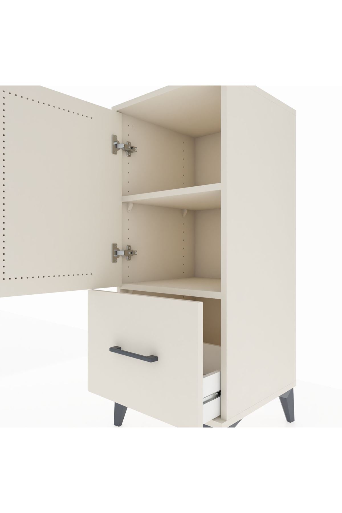 Hyperion Komodin 2 Raflı Tek Çekmeceli Tek Kapaklı 44x44x106 Aytaşı-Aytaşı