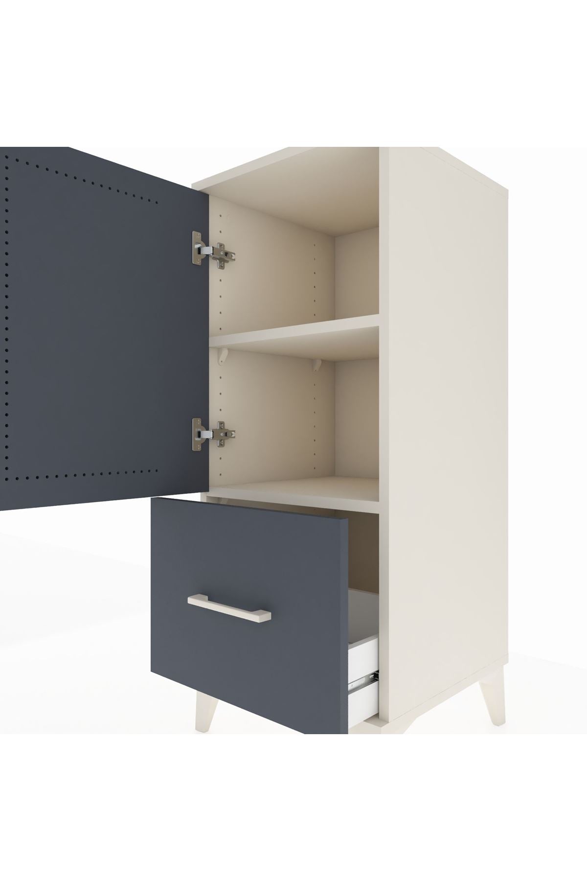 Hyperion Komodin 2 Raflı Tek Çekmeceli Tek Kapaklı 44x44x106 Aytaşı-Antrasit