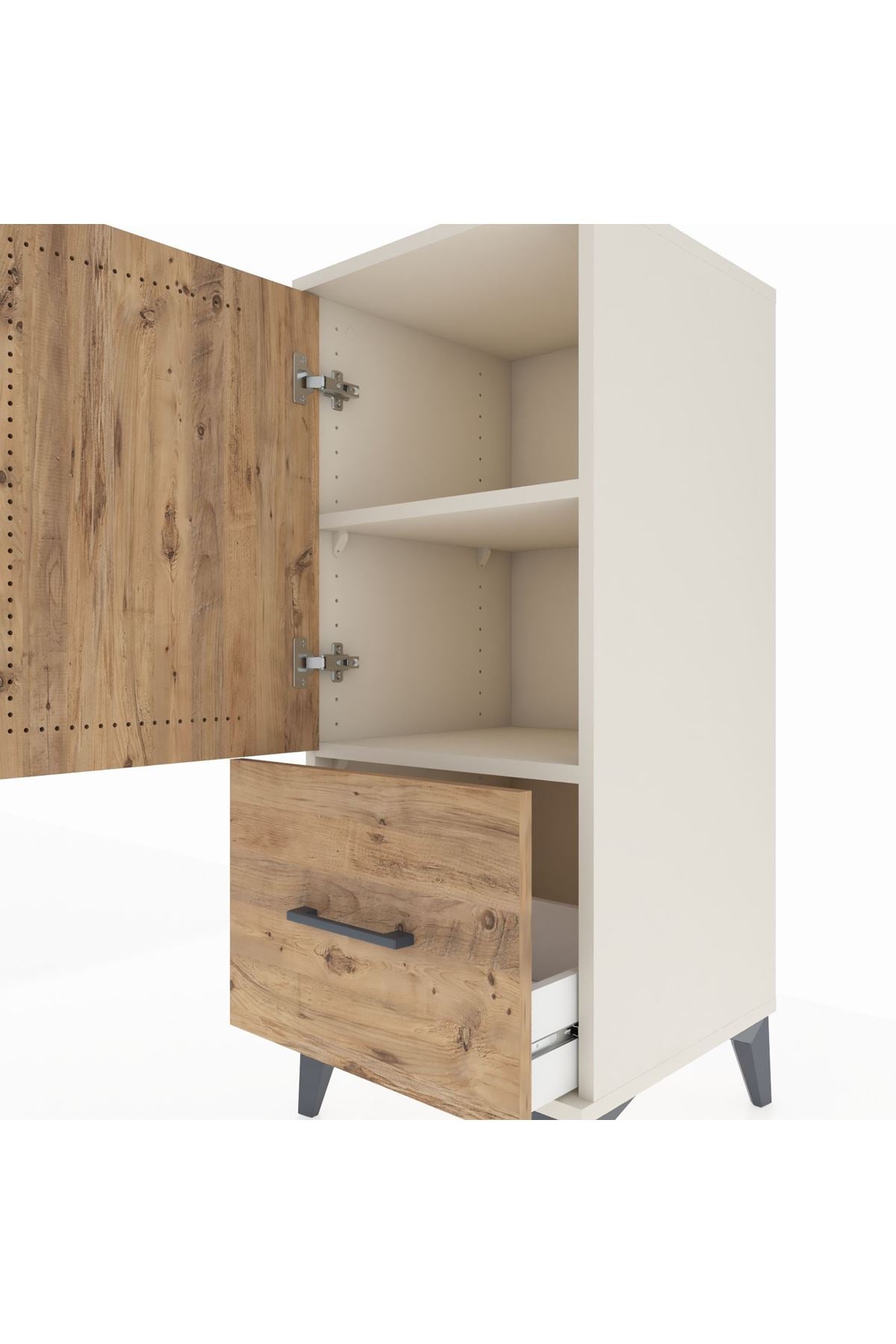 Hyperion Komodin 2 Raflı Tek Çekmeceli Tek Kapaklı 44x44x106 Aytaşı-Çam