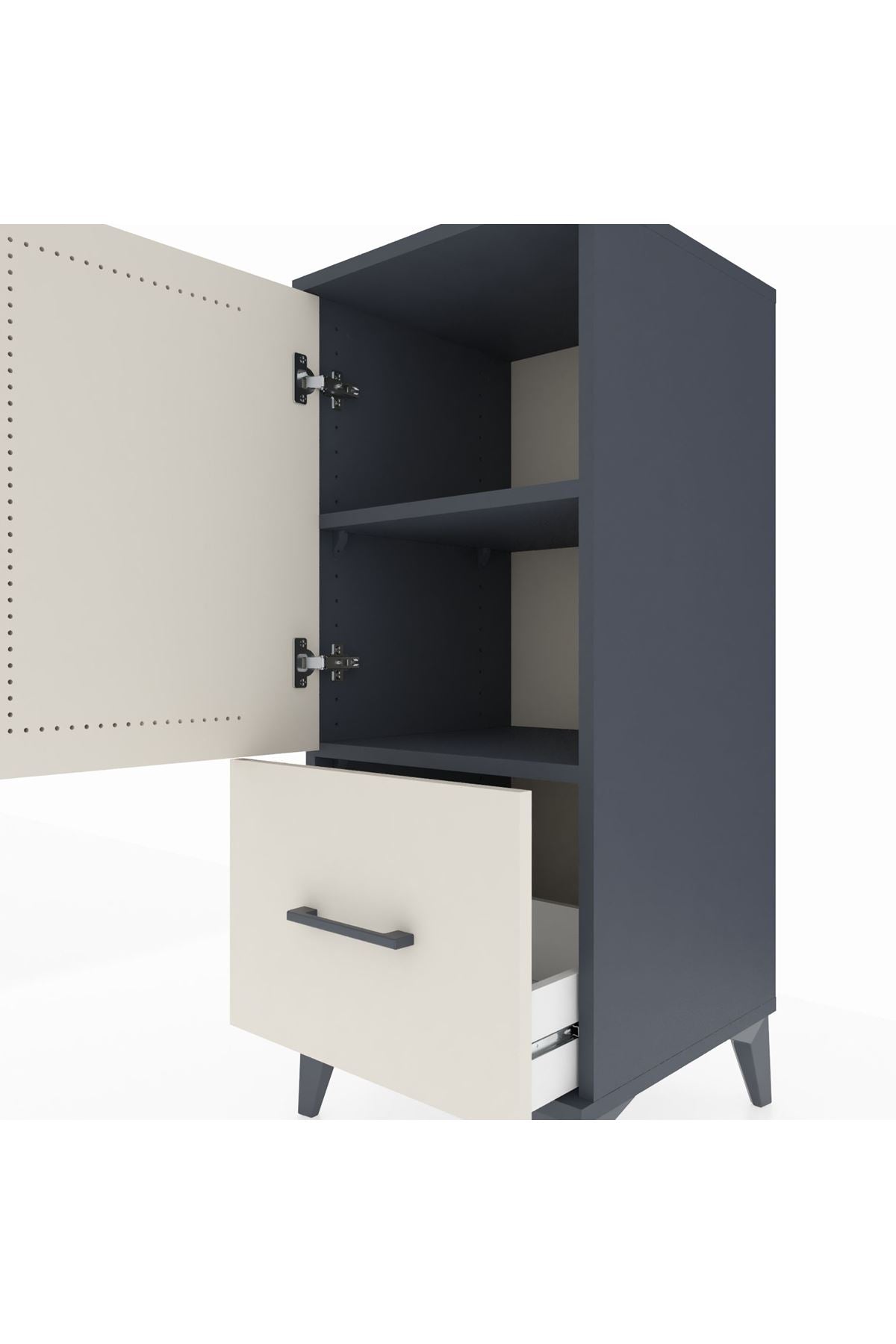 Hyperion Komodin 2 Raflı Tek Çekmeceli Tek Kapaklı 44x44x106 Antrasit-Aytaşı