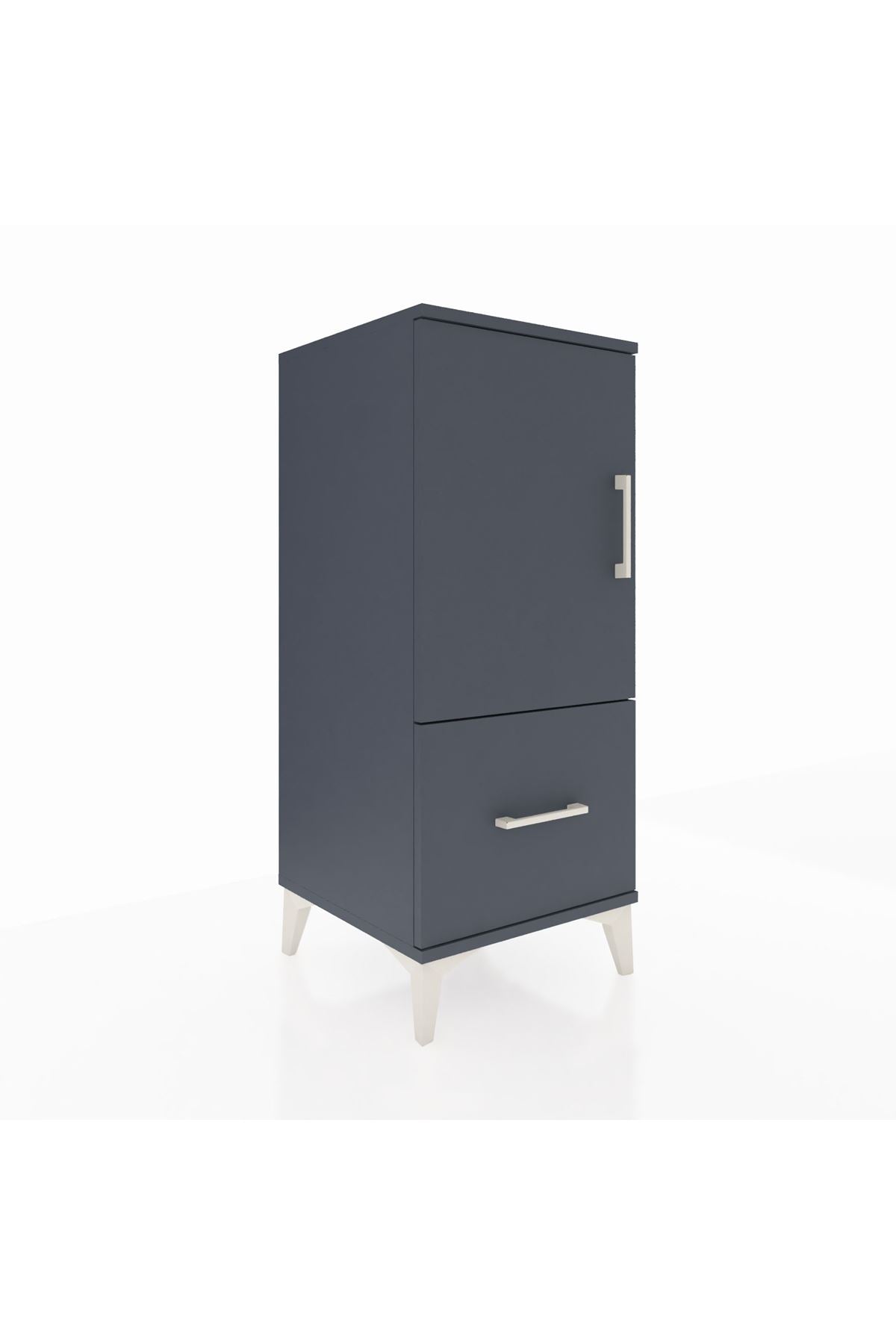 Hyperion Komodin 2 Raflı Tek Çekmeceli Tek Kapaklı 44x44x106 Antrasit-Antrasit