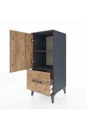 Hyperion Komodin 2 Raflı Tek Çekmeceli Tek Kapaklı 44x44x106 Antrasit-Çam