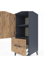 Hyperion Komodin 2 Raflı Tek Çekmeceli Tek Kapaklı 44x44x106 Antrasit-Çam