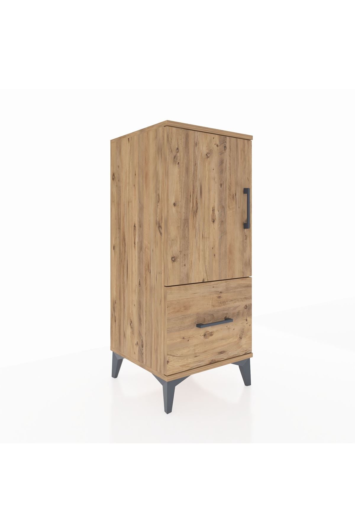 Hyperion Komodin 2 Raflı Tek Çekmeceli Tek Kapaklı 44x44x106 Çam-Çam