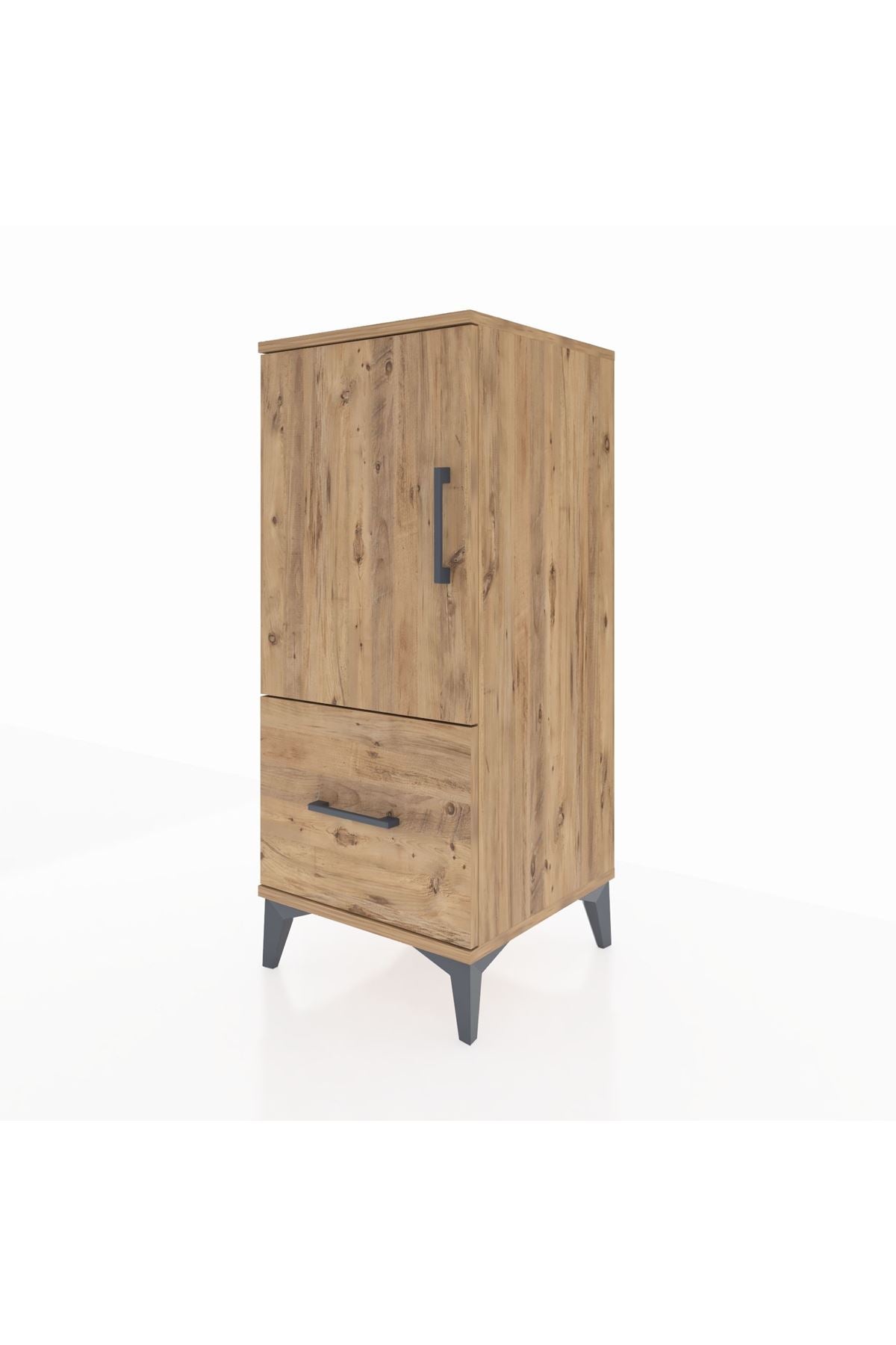 Hyperion Komodin 2 Raflı Tek Çekmeceli Tek Kapaklı 44x44x106 Çam-Çam