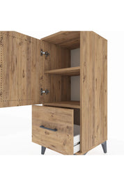 Hyperion Komodin 2 Raflı Tek Çekmeceli Tek Kapaklı 44x44x106 Çam-Çam