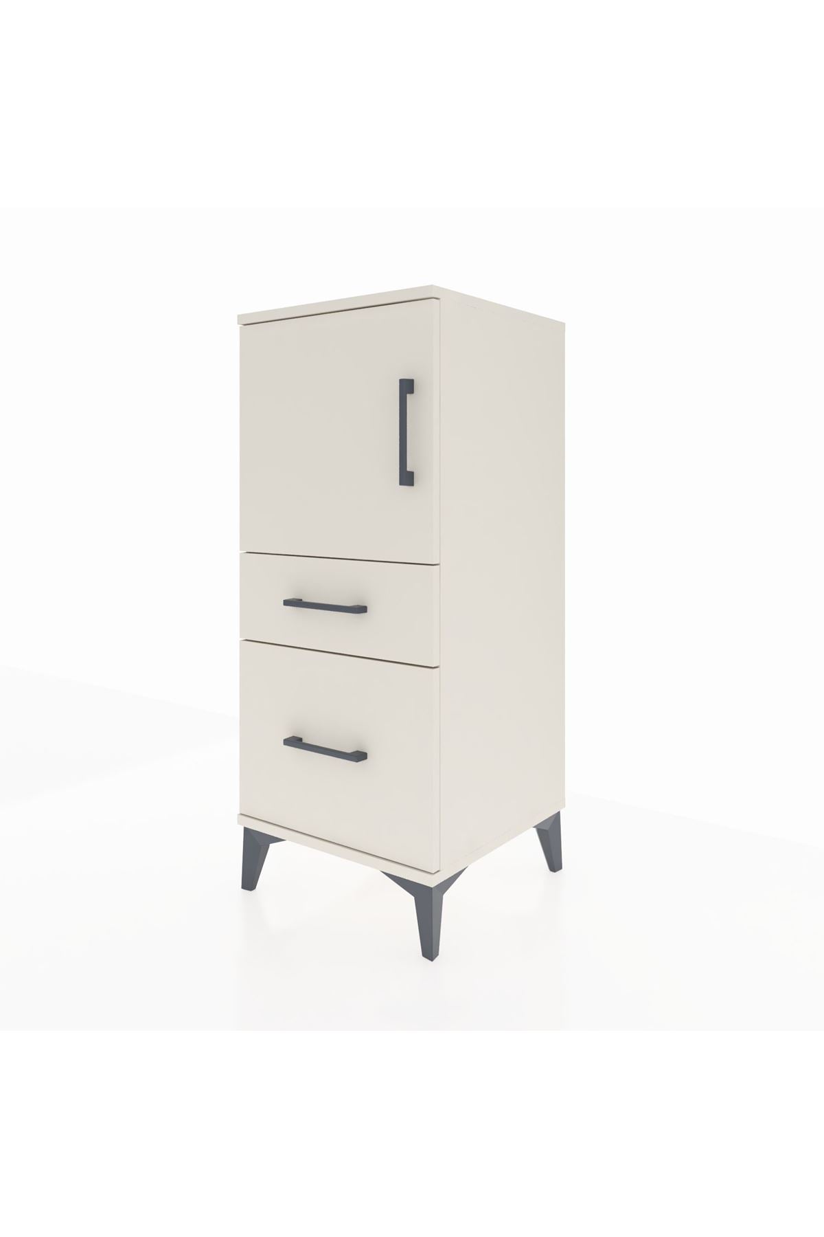 Hyperion Komodin 2 Raflı 2 Çekmeceli Tek Kapaklı 44x44x106 Aytaşı-Aytaşı