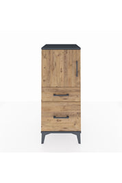 Hyperion Komodin 2 Raflı 2 Çekmeceli Tek Kapaklı 44x44x106 Antrasit-Çam