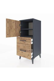 Hyperion Komodin 2 Raflı 2 Çekmeceli Tek Kapaklı 44x44x106 Antrasit-Çam