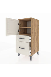 Hyperion Komodin 2 Raflı 2 Çekmeceli Tek Kapaklı 44x44x106 Çam-Aytaşı