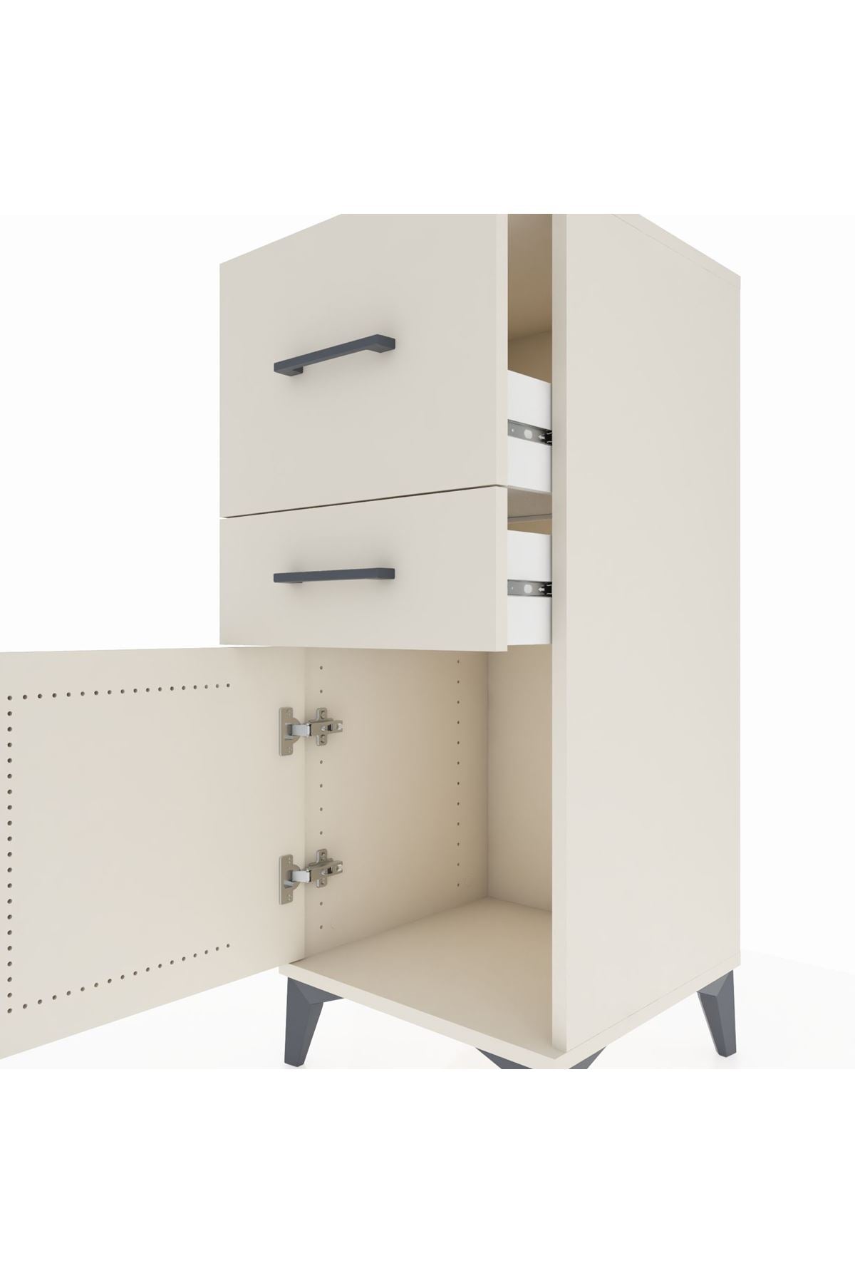 Hyperion Komodin 2 Çekmeceli Tek Kapaklı 44x44x106 Aytaşı-Aytaşı