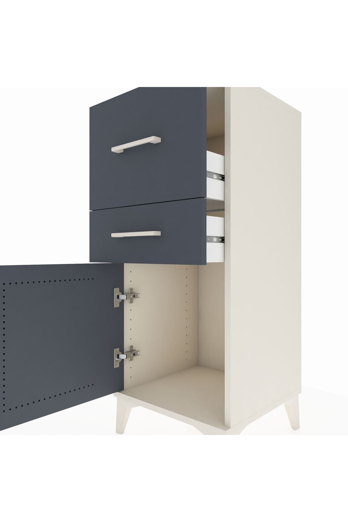 Hyperion Komodin 2 Çekmeceli Tek Kapaklı 44x44x106 Aytaşı-Antrasit