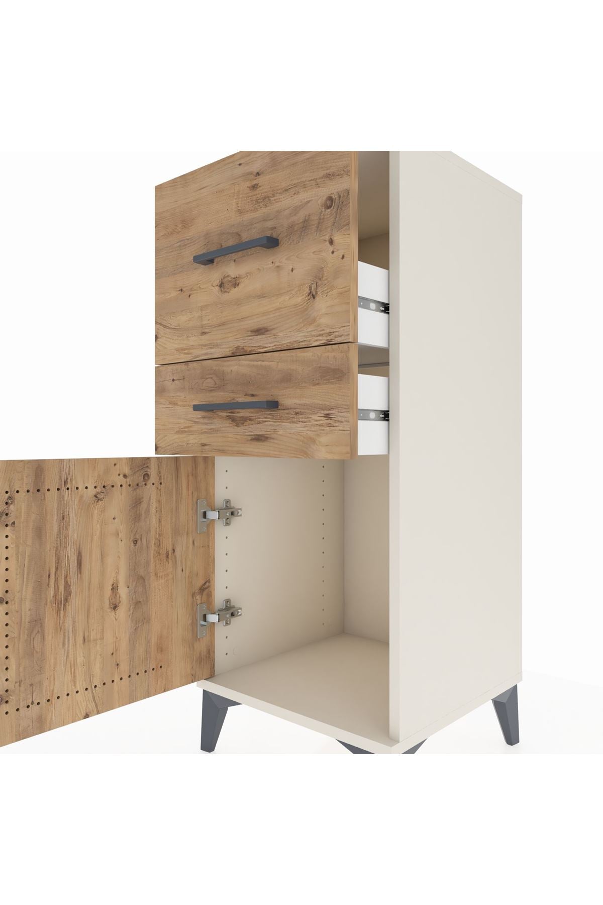 Hyperion Komodin 2 Çekmeceli Tek Kapaklı 44x44x106 Aytaşı-Çam