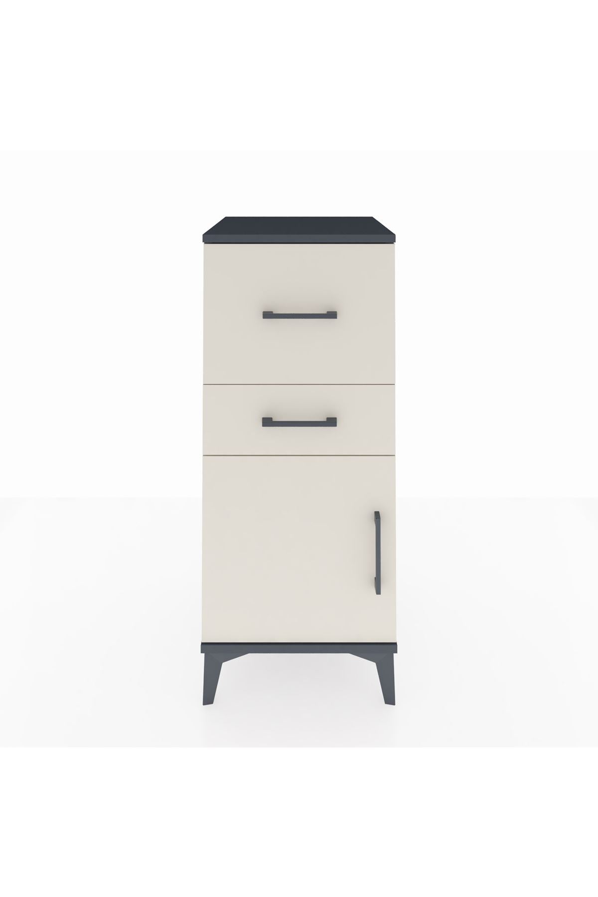 Hyperion Komodin 2 Çekmeceli Tek Kapaklı 44x44x106 Antrasit-Aytaşı