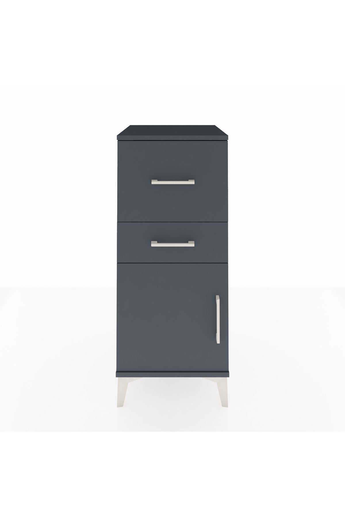 Hyperion Komodin 2 Çekmeceli Tek Kapaklı 44x44x106 Antrasit-Antrasit