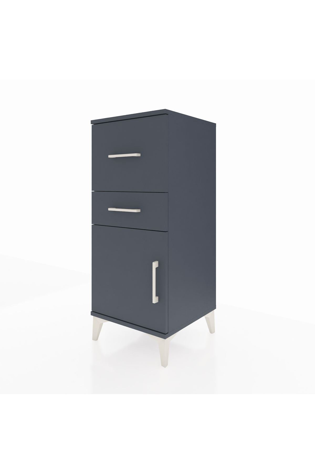 Hyperion Komodin 2 Çekmeceli Tek Kapaklı 44x44x106 Antrasit-Antrasit