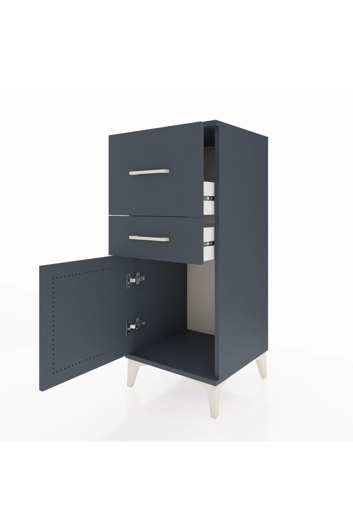 Hyperion Komodin 2 Çekmeceli Tek Kapaklı 44x44x106 Antrasit-Antrasit