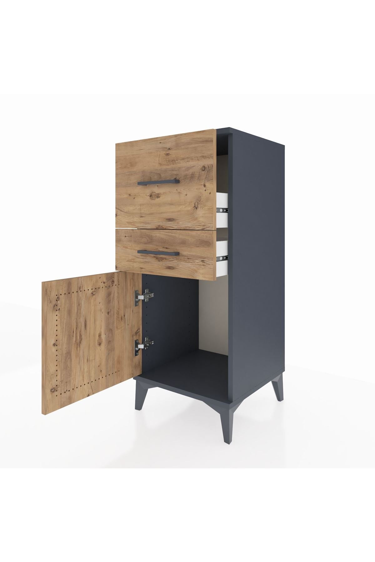 Hyperion Komodin 2 Çekmeceli Tek Kapaklı 44x44x106 Antrasit-Çam