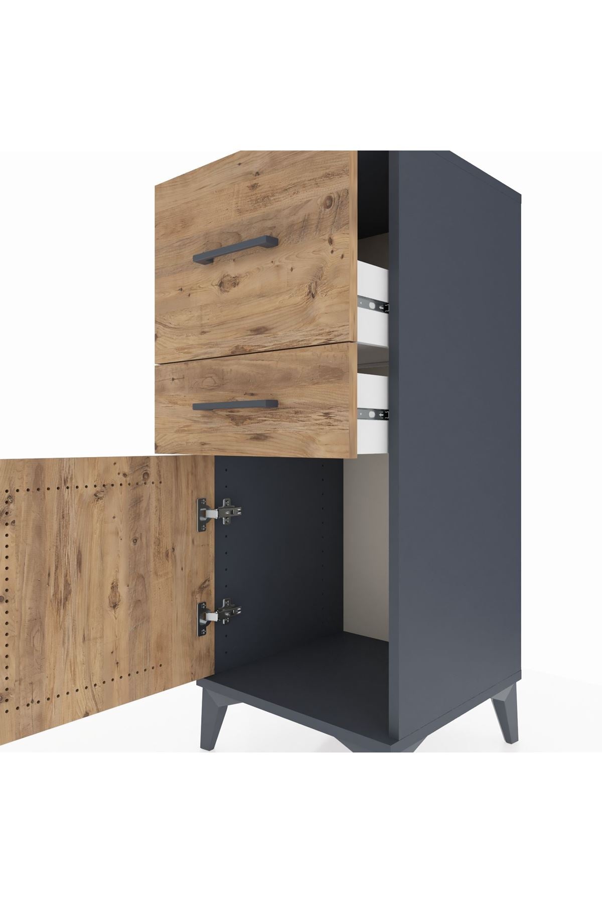 Hyperion Komodin 2 Çekmeceli Tek Kapaklı 44x44x106 Antrasit-Çam