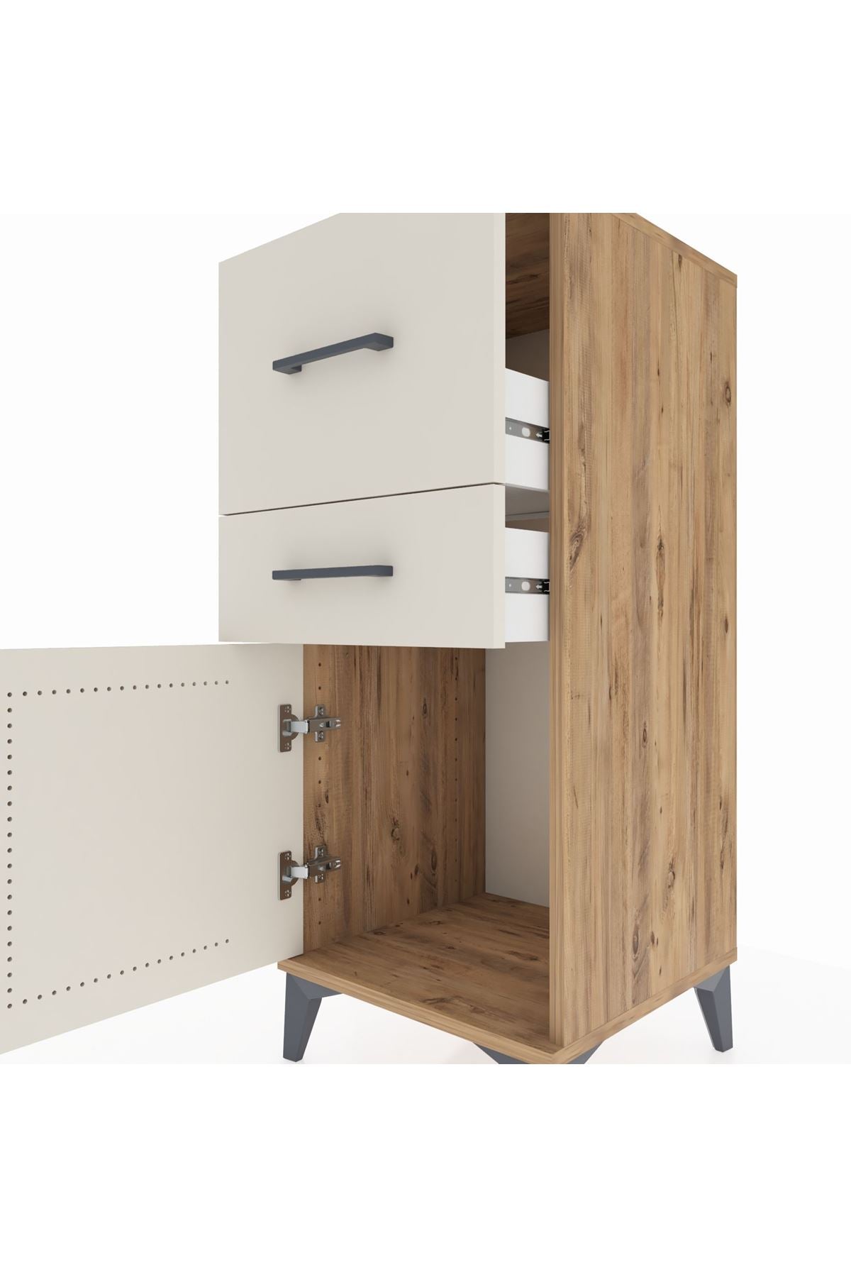 Hyperion Komodin 2 Çekmeceli Tek Kapaklı 44x44x106 Çam-Aytaşı