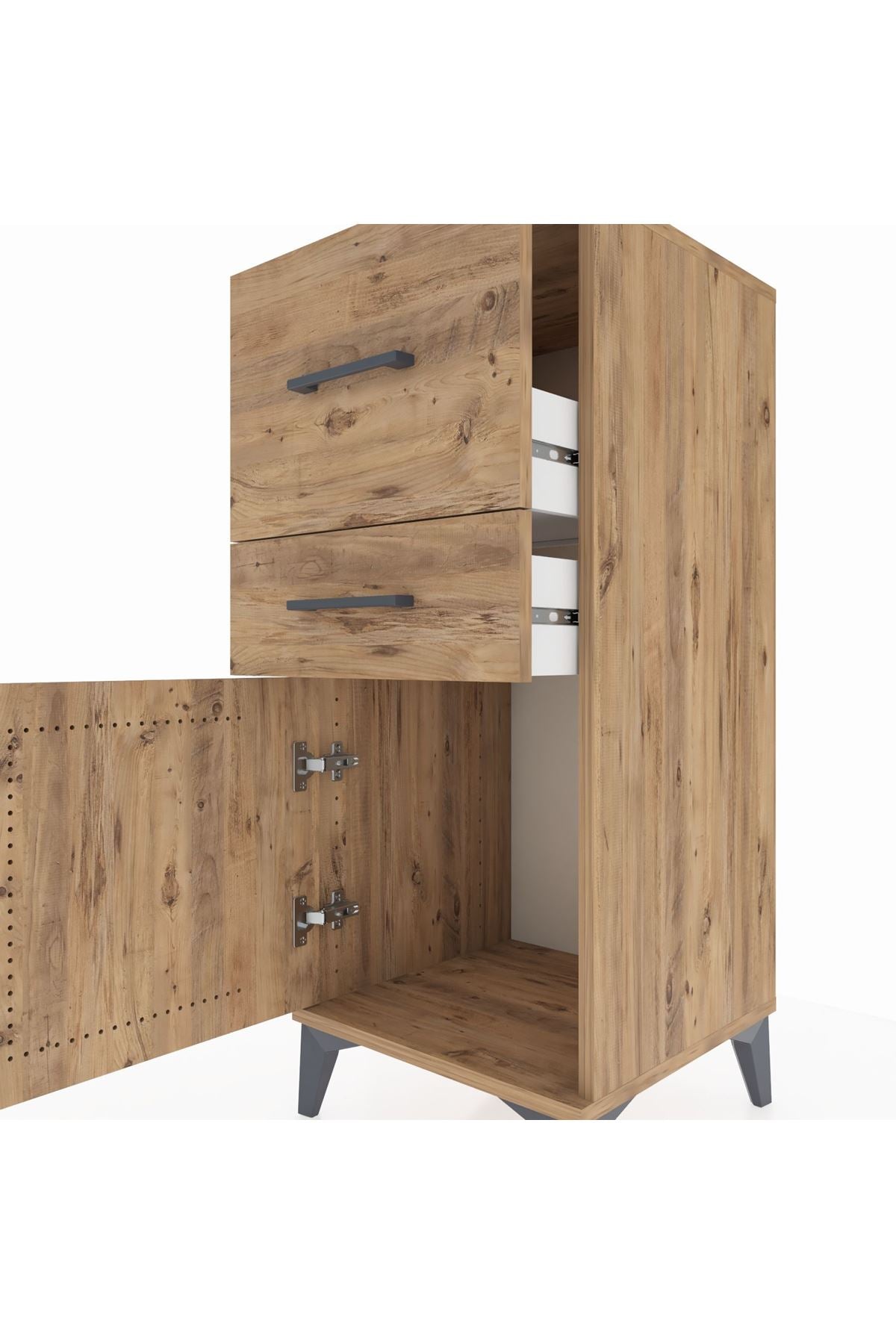 Hyperion Komodin 2 Çekmeceli Tek Kapaklı 44x44x106 Çam-Çam