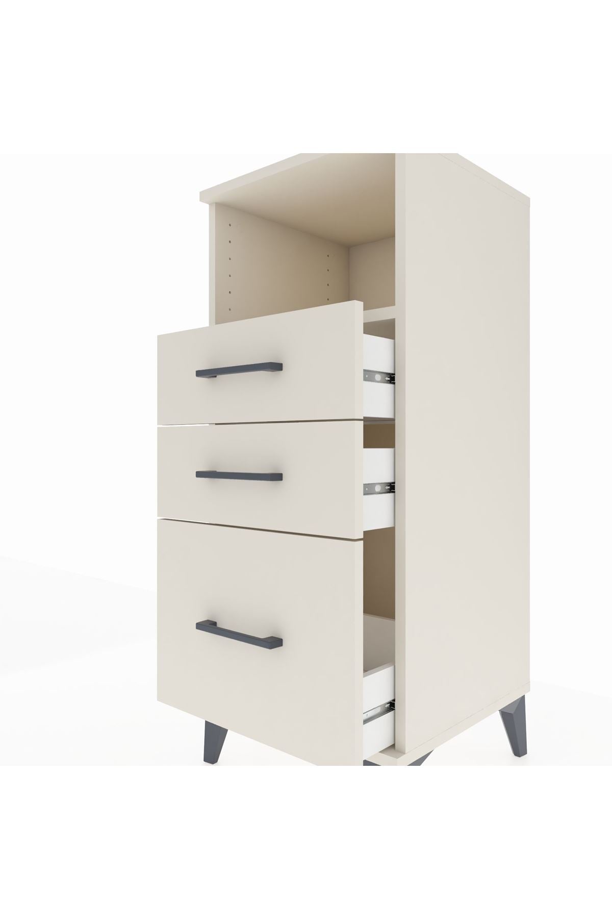 Hyperion Komodin Tek Raflı 3 Çekmeceli 44x44x106 Aytaşı-Aytaşı