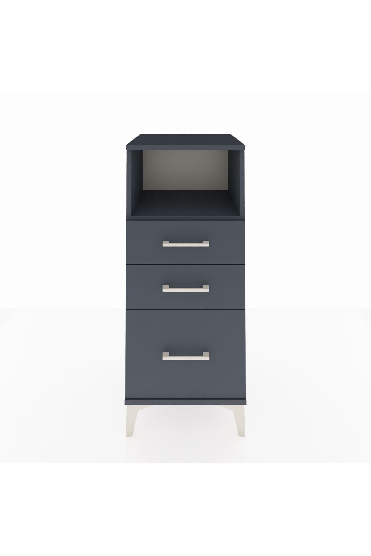 Hyperion Komodin Tek Raflı 3 Çekmeceli 44x44x106 Antrasit-Antrasit
