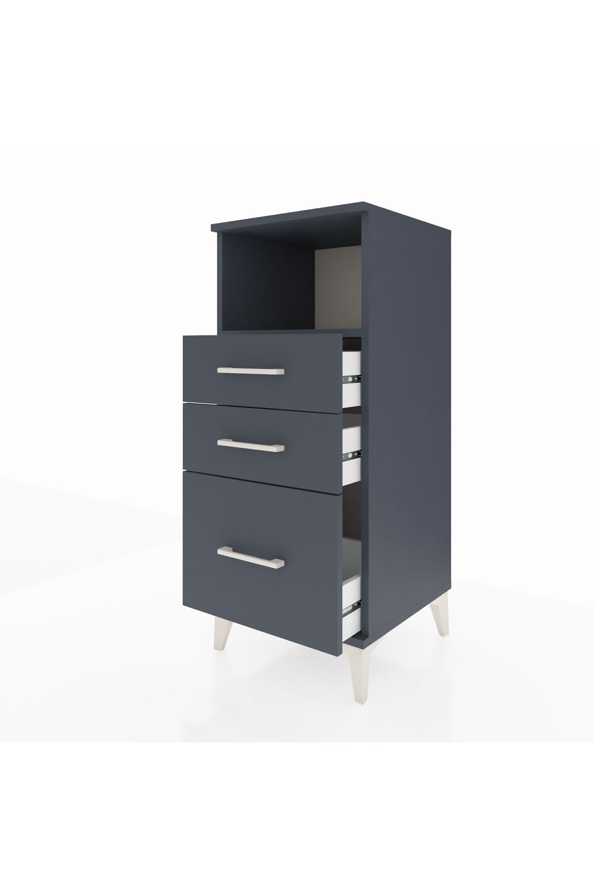 Hyperion Komodin Tek Raflı 3 Çekmeceli 44x44x106 Antrasit-Antrasit