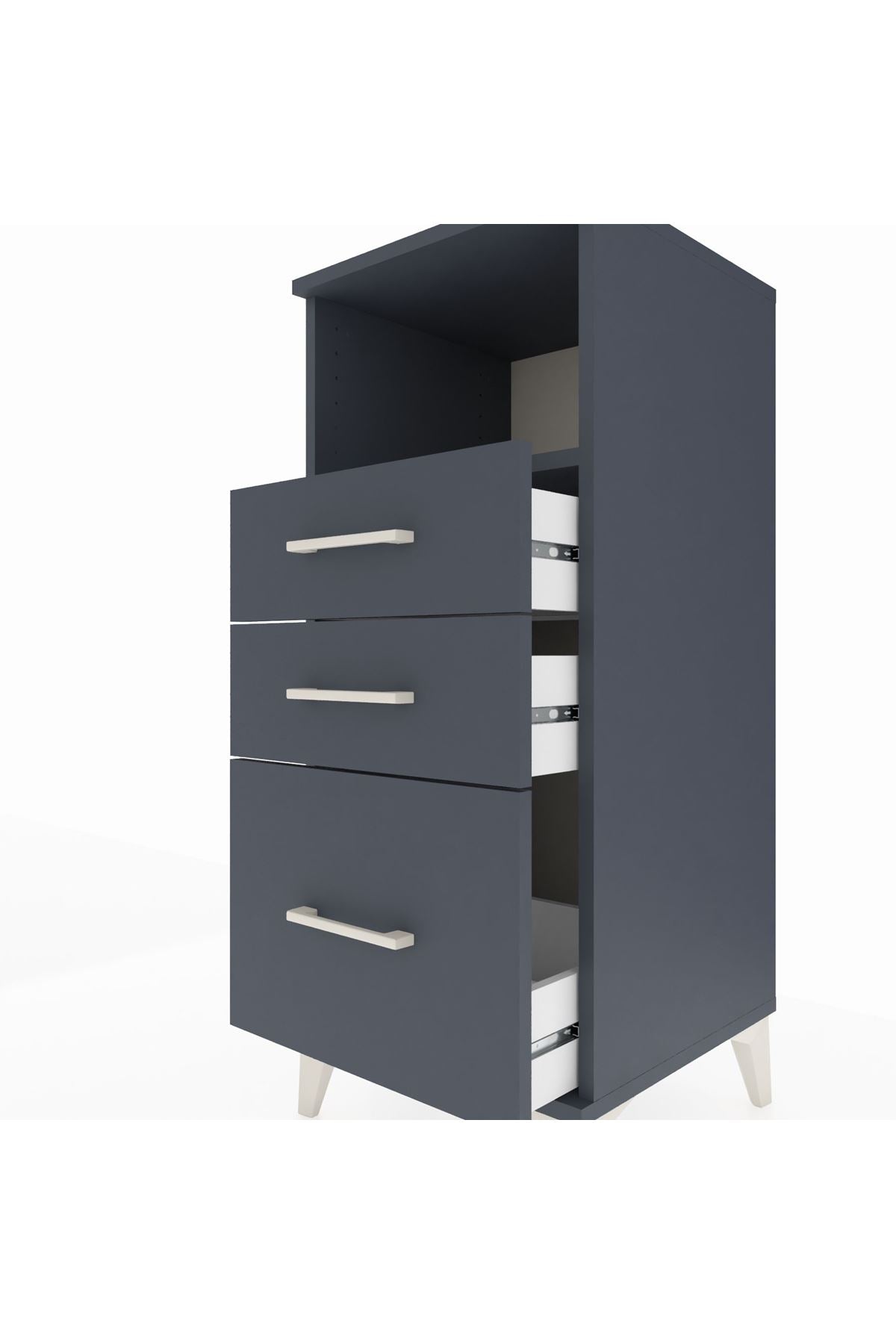 Hyperion Komodin Tek Raflı 3 Çekmeceli 44x44x106 Antrasit-Antrasit
