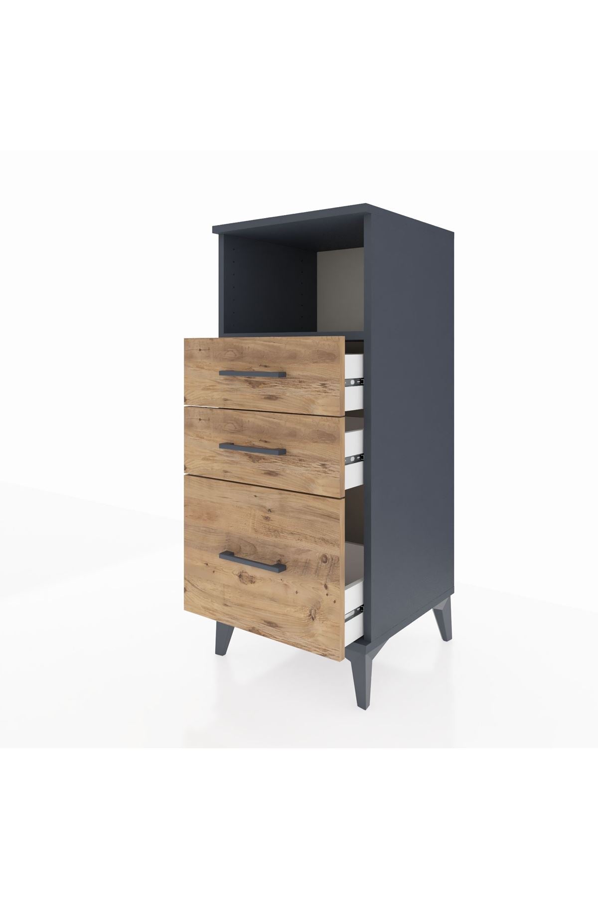 Hyperion Komodin Tek Raflı 3 Çekmeceli 44x44x106 Antrasit-Çam