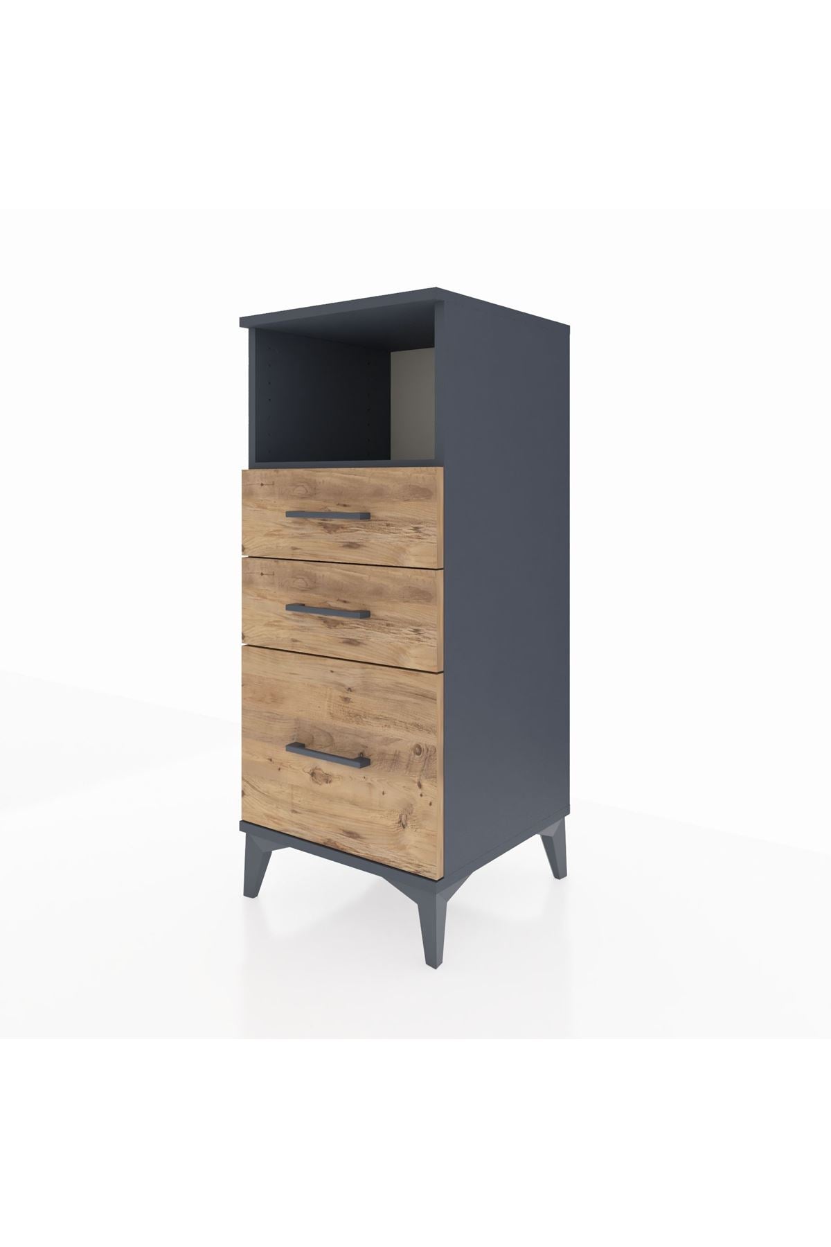 Hyperion Komodin Tek Raflı 3 Çekmeceli 44x44x106 Antrasit-Çam
