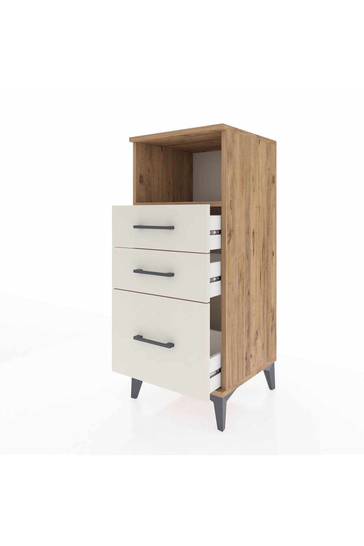 Hyperion Komodin Tek Raflı 3 Çekmeceli 44x44x106 Çam-Aytaşı
