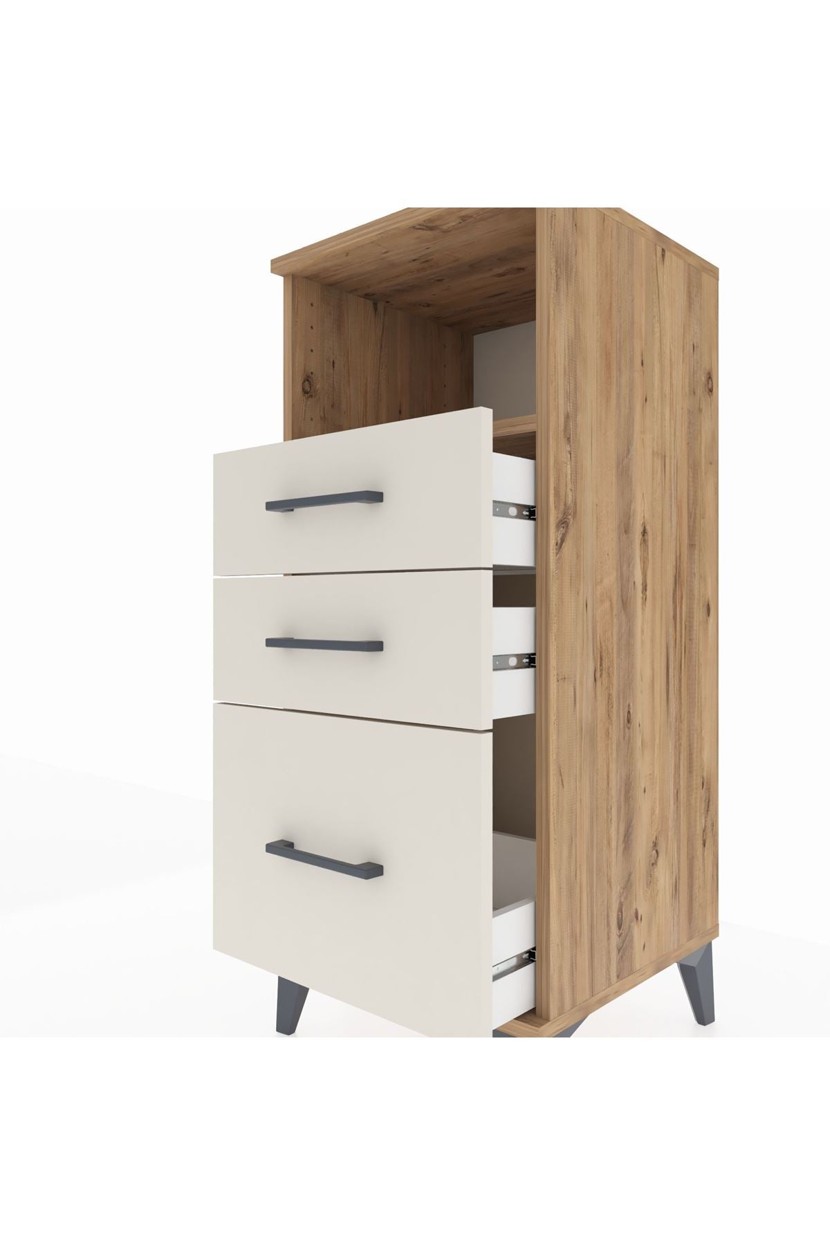 Hyperion Komodin Tek Raflı 3 Çekmeceli 44x44x106 Çam-Aytaşı