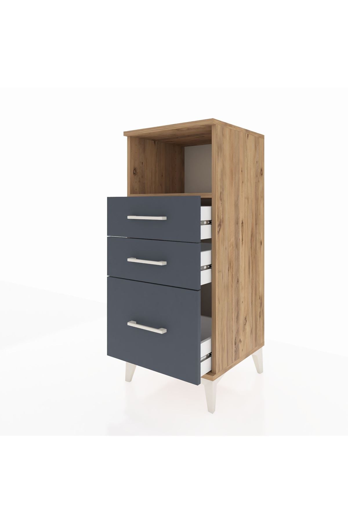 Hyperion Komodin Tek Raflı 3 Çekmeceli 44x44x106 Çam-Antrasit