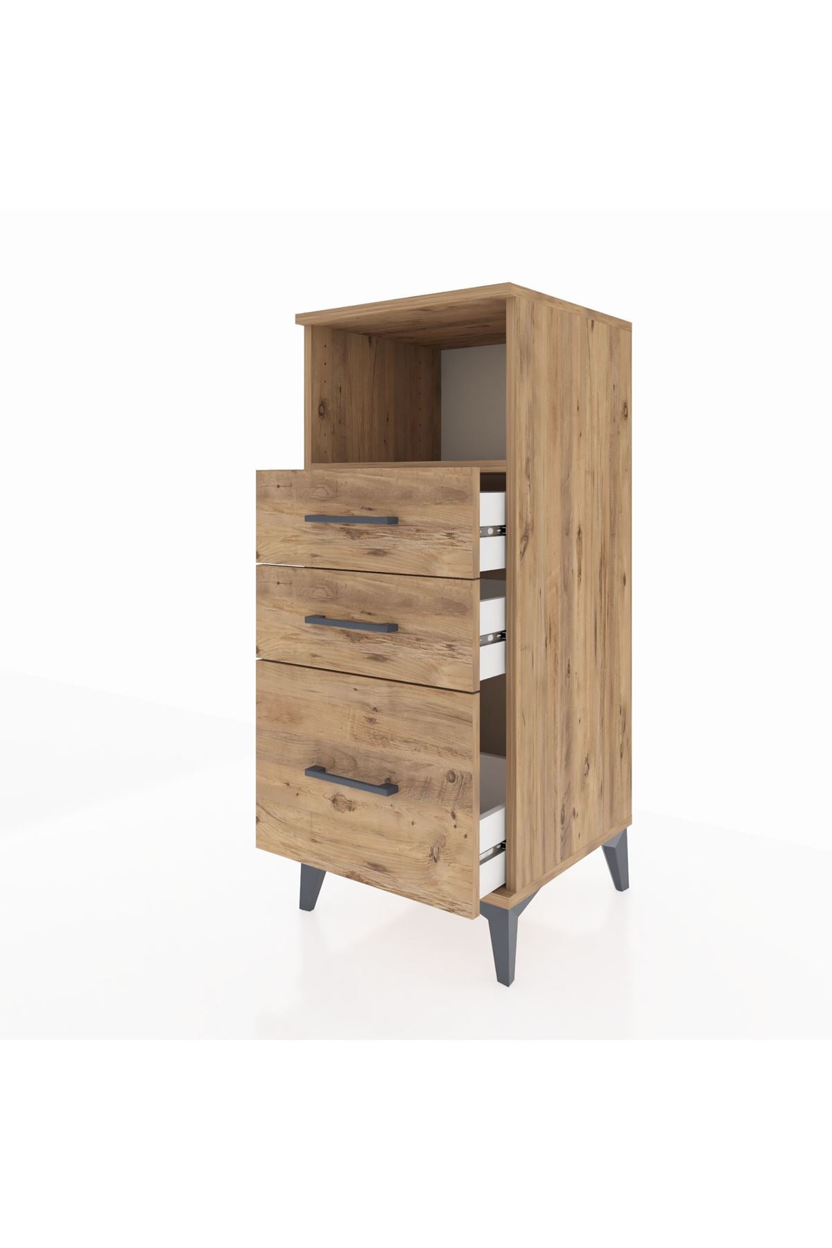 Hyperion Komodin Tek Raflı 3 Çekmeceli 44x44x106 Çam-Çam
