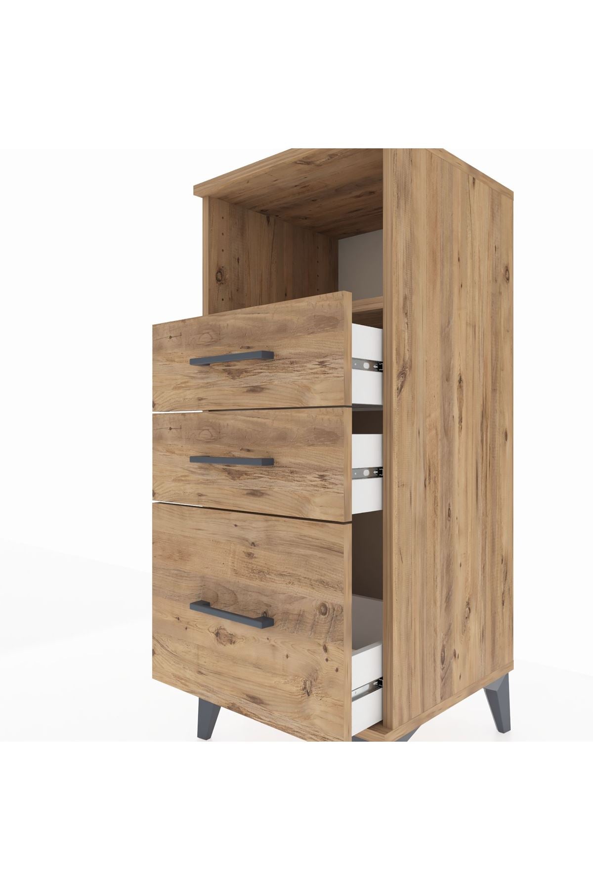 Hyperion Komodin Tek Raflı 3 Çekmeceli 44x44x106 Çam-Çam