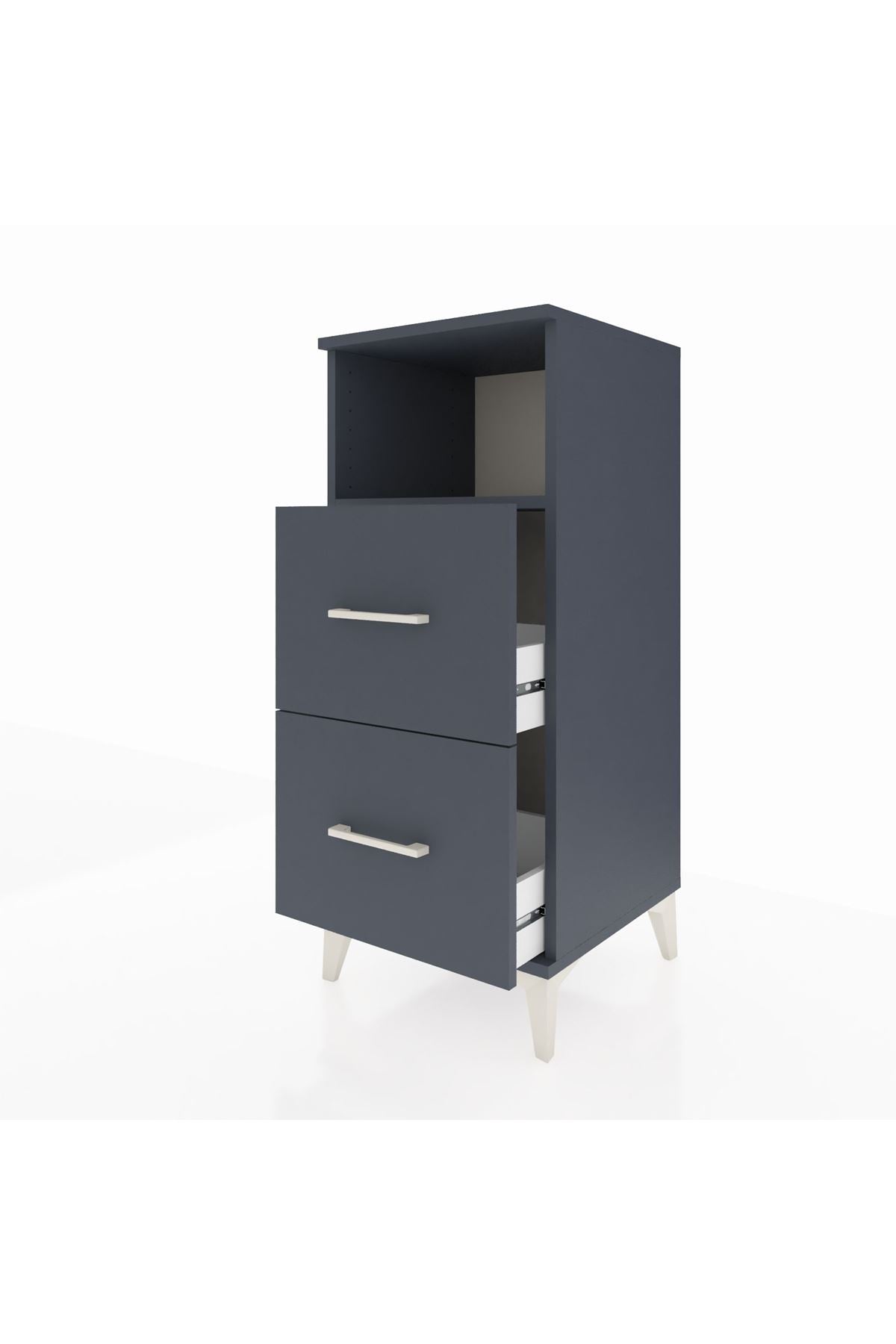 Hyperion Komodin Tek Raflı 2 Çekmeceli 44x44x106 Antrasit-Antrasit