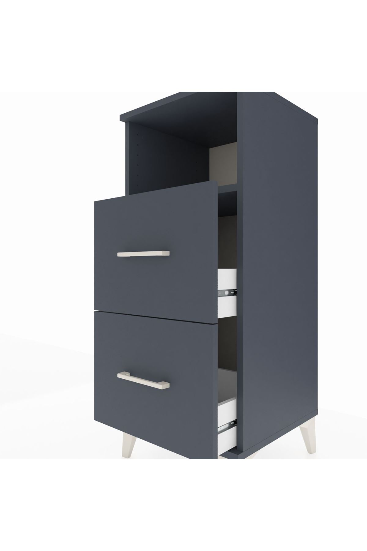 Hyperion Komodin Tek Raflı 2 Çekmeceli 44x44x106 Antrasit-Antrasit