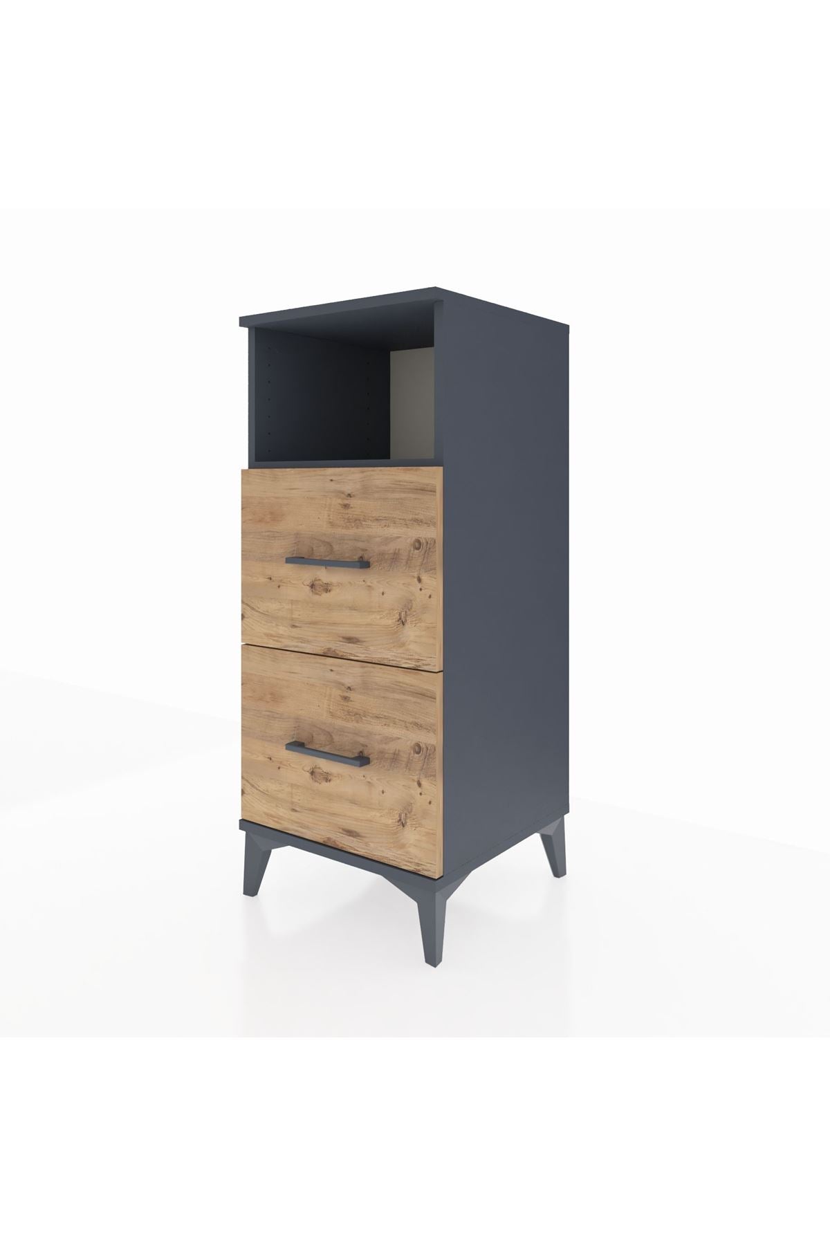 Hyperion Komodin Tek Raflı 2 Çekmeceli 44x44x106 Antrasit-Çam