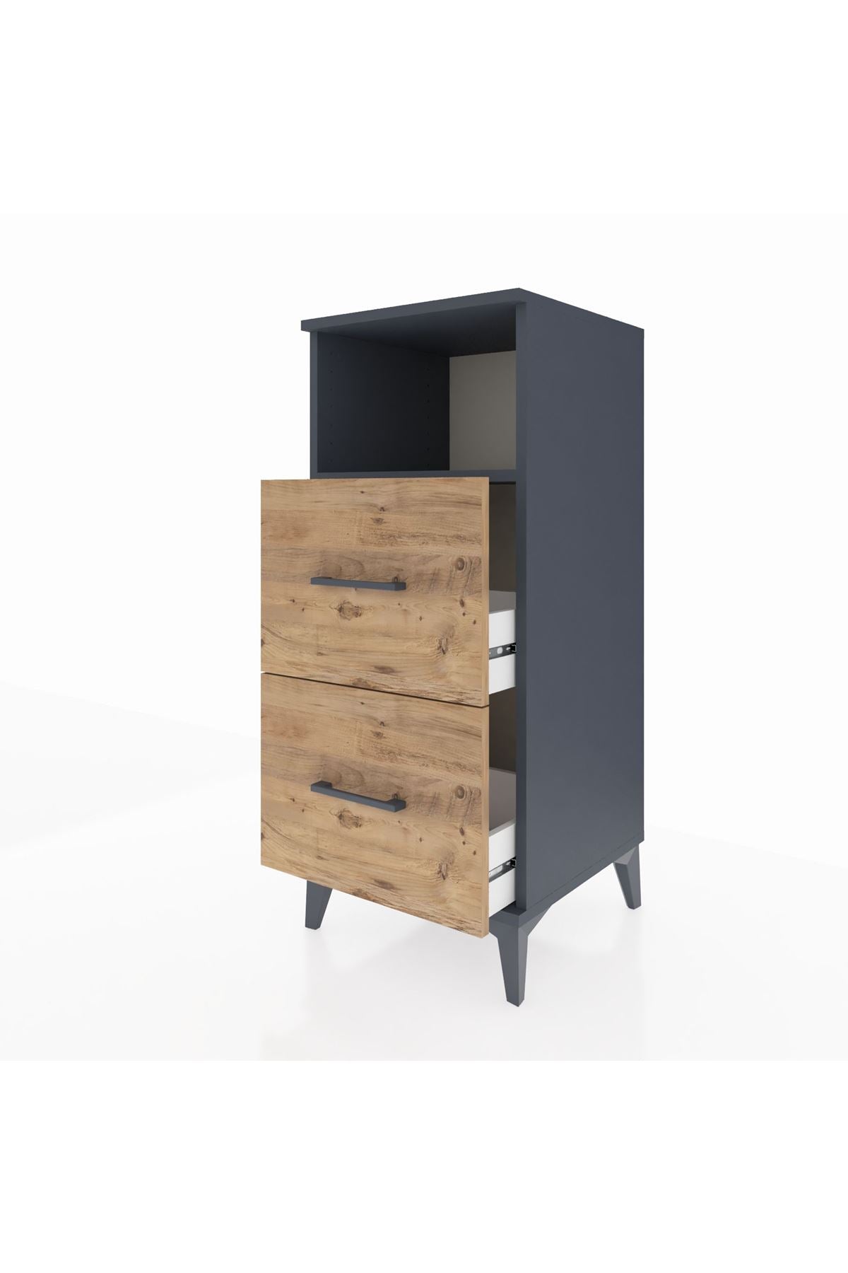 Hyperion Komodin Tek Raflı 2 Çekmeceli 44x44x106 Antrasit-Çam