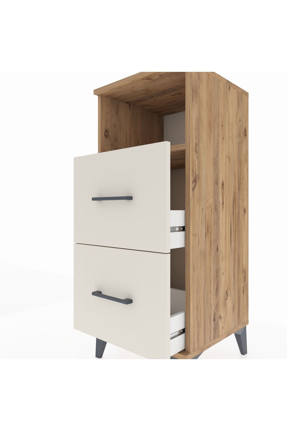 Hyperion Komodin Tek Raflı 2 Çekmeceli 44x44x106 Çam-Aytaşı