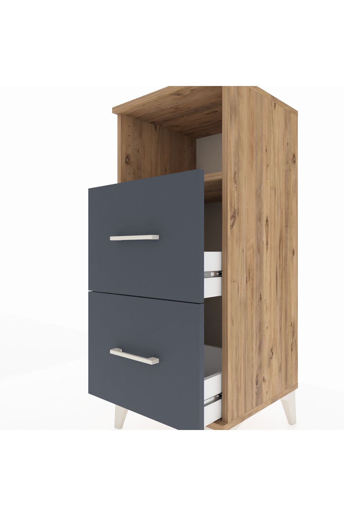 Hyperion Komodin Tek Raflı 2 Çekmeceli 44x44x106 Çam-Antrasit
