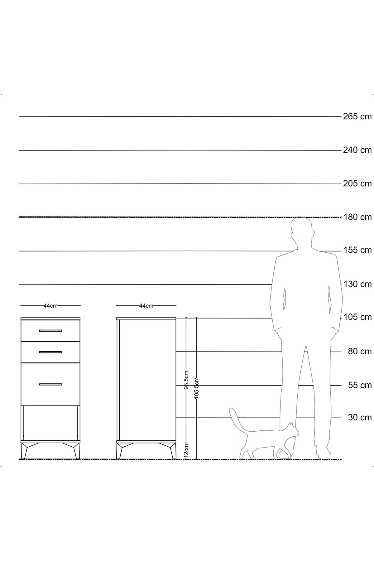 Hyperion Komodin 3 Çekmeceli 44x44x106 Aytaşı-Çam